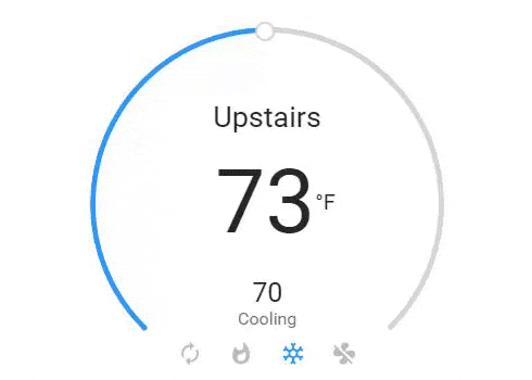 Screenshot of the thermostat card